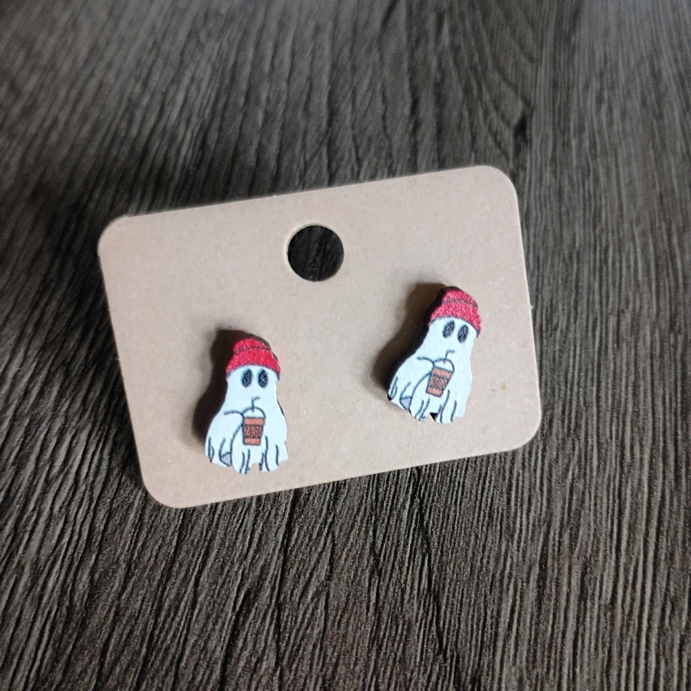 New Ghost Coffee Fall Vibes Halloween Earrings